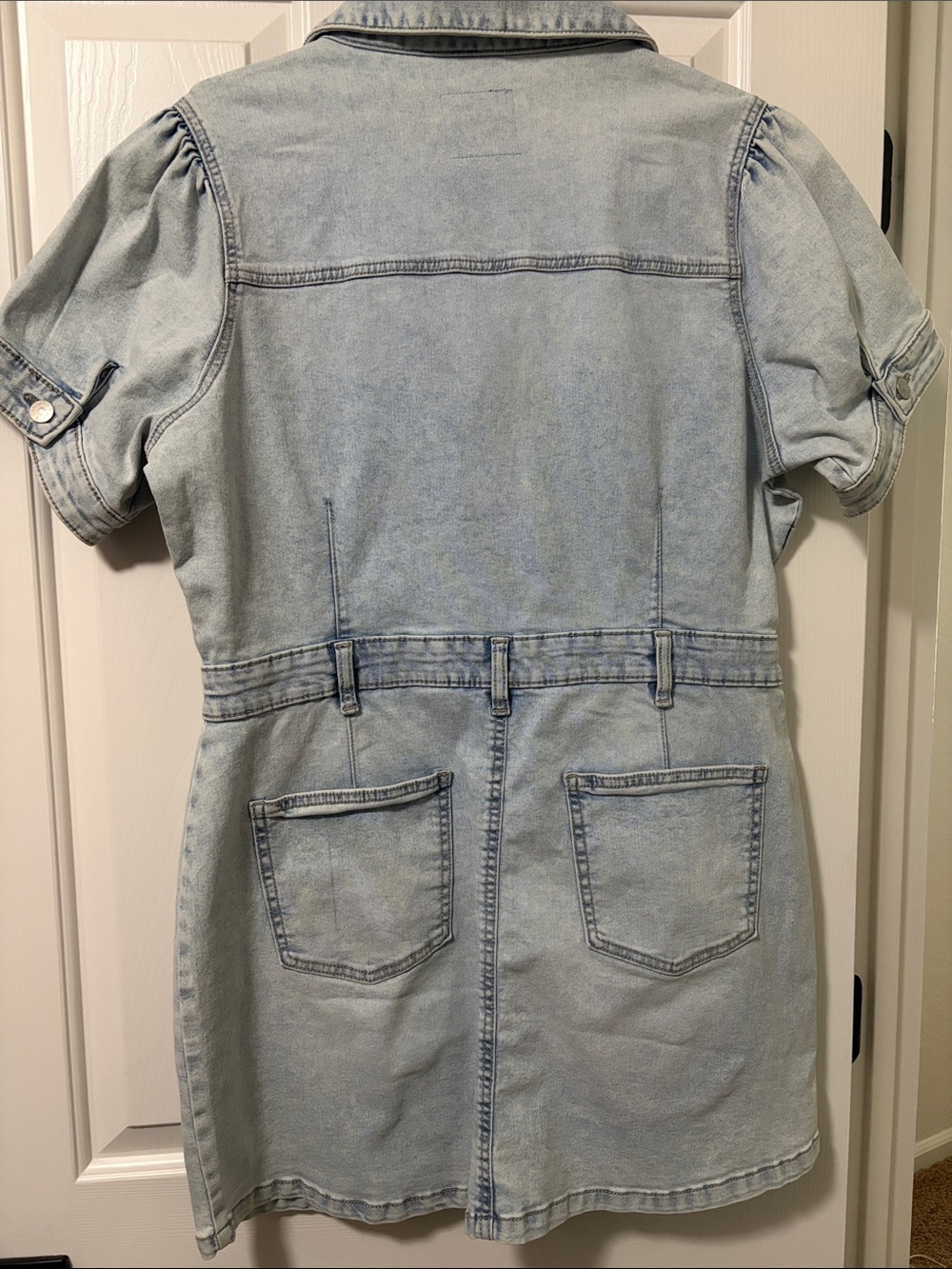 Celebrity Pink Faded Light Blue Denim Button-Down Dress - Picture 3 of 3